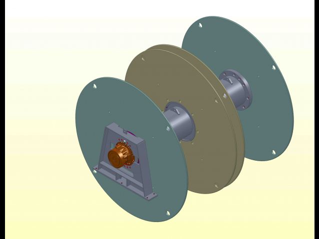 NET DRUM EQUIPPED WITH HYDRAULIC MOTOR INSIDE THE BARREL